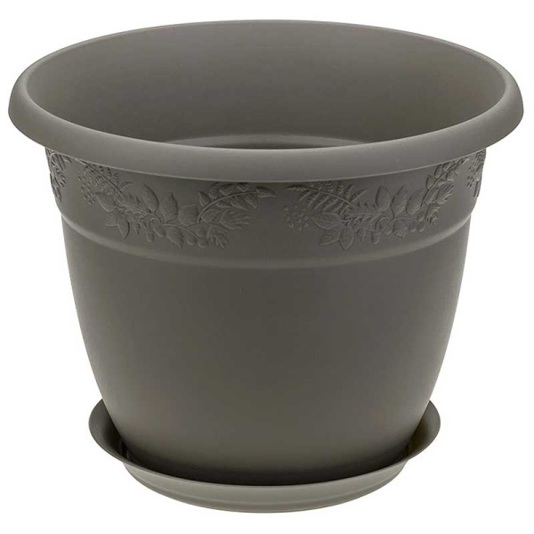 Кашпо РЯБИНА 250мм 5л с подст. Фр.серый М3056 (16) 