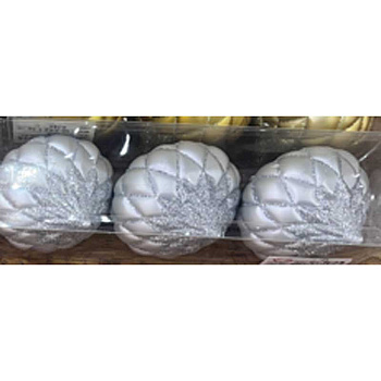 Шар 8BDC3-G20-3 3шт 8см "Фонарик" серебро с блестками (128)