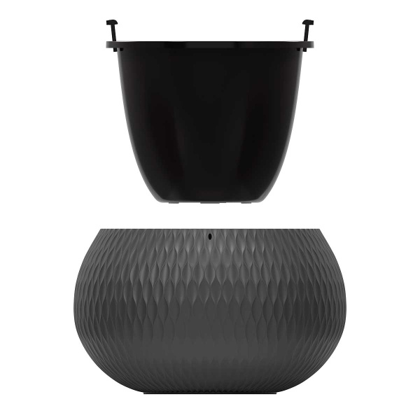 Кашпо "Жемчужина" 7л ГРАФИТ подвесное БШ8919 х2 