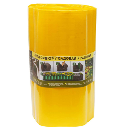 Лента бордюрная ВОЛНА H-30cm 9м желтая ЭКО35ПС (6)