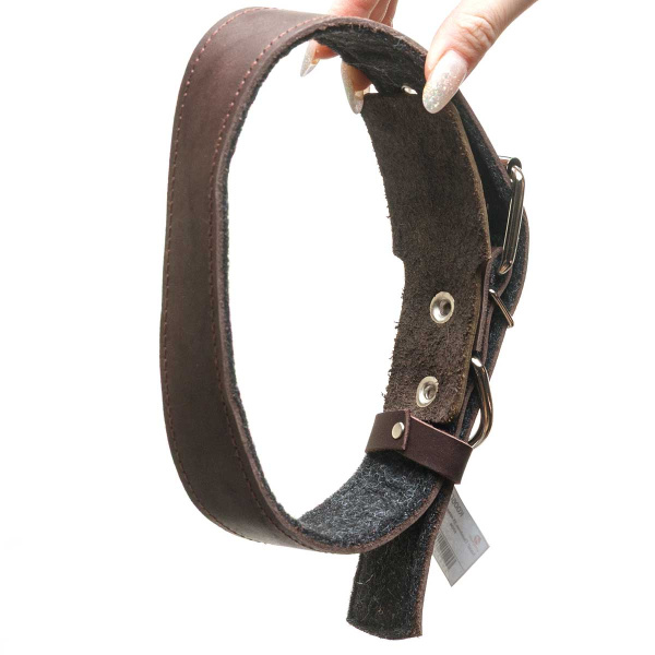 Ошейник кожа+ватин ширина 35 мм длина 65 см