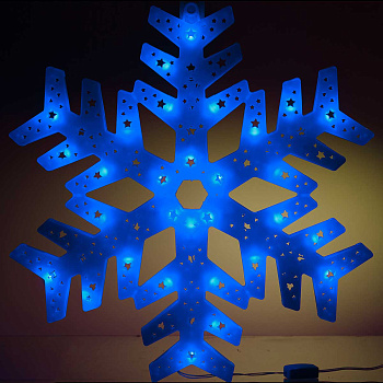 Гирлянда-панно СНЕЖИНКА СИНИЙ/D-40см, пластик/