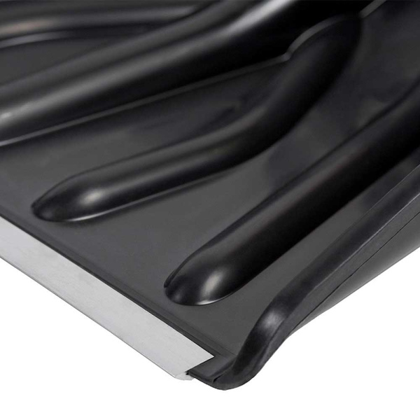 Лопата снег пластик Стандарт Рыцарь.Ковш   465х410х100х1500 мм. с алюминевой планкой, с металлическим черенком, V-ручкой и ручкой силы (в сборе) 7572-00 Морозостойкойсть -40. (5) D32