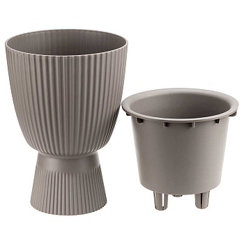 Кашпо ВЕЛЬВЕТ D150мм 1л со вставкой французcкий серый М3268 х10 