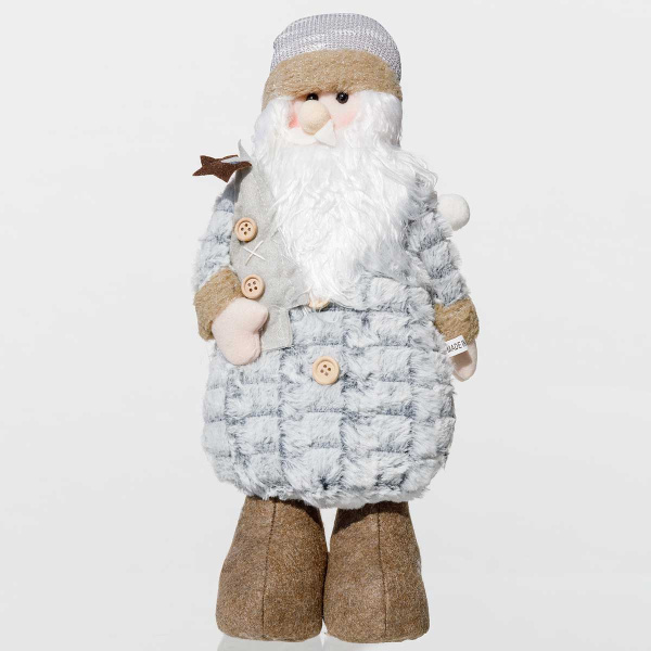 Фигура новогодняя AYY105А интерьерная ДедМороз 60см бело-серый с елочкой