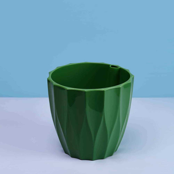 Кашпо "Флюте" 1,9л со вставкой Малахит Пласт Авеню х12 