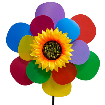 Ветряк D-26-35см двойной разноцветные матовые лепестки NA2672