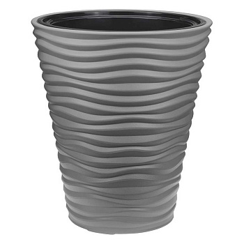 Кашпо ДЮНА 340*385 9/19,5л со вставкой серый М3401 