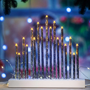 Гирлянда интерьерная "Свечи на подставке" 60-84-4 26см 17свечей (теп)
