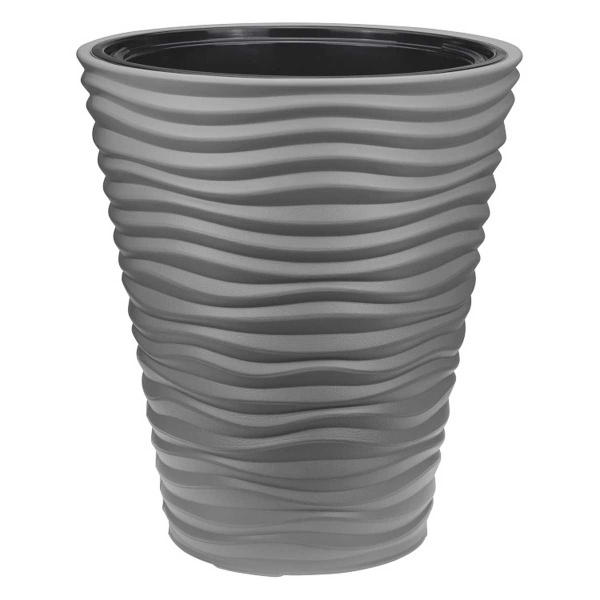Кашпо ДЮНА 340*385 9/19,5л со вставкой серый М3401 