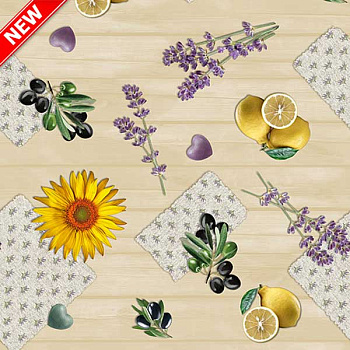 Клеенка 140*20 ДЕКОРАМА 235А (гербера, лимон,маслины) ТУРЦИЯ