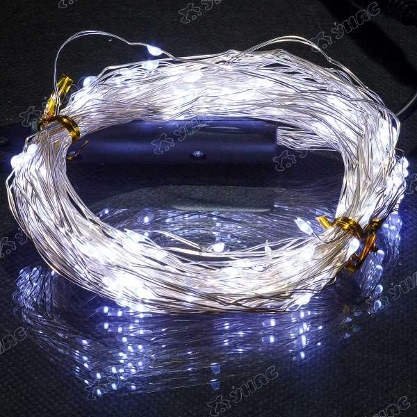 Гирлянда светодиодная ШТОРА НА ЕЛКУ  БЕЛЫЙ/Длинна 2м*10 нитей ,  200 лампочек, прозрачный провод/