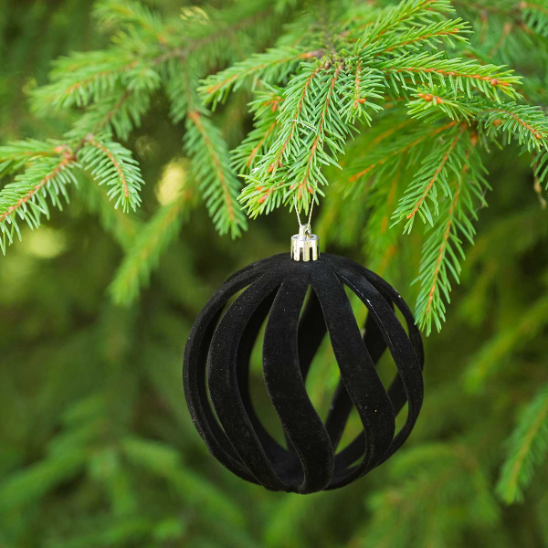Набор елочных украшений 10RDK4-4 10 см 4 шт Шары БАРХАТ черный