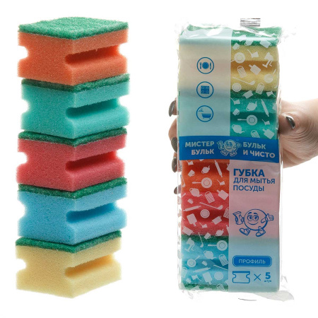 Губка для посуды Мистер Бульк Профи 5шт МБ 113 х40