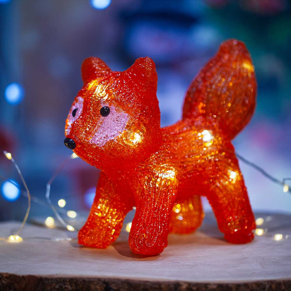 Фигурка новогод.Лисичка светодиод. 20-20-14 7реж. 25*20см