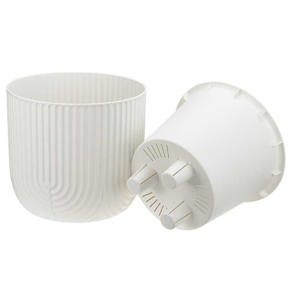 Кашпо РАМОНА D280мм 7,8л со вставкой белый ротанг М3263 х1 