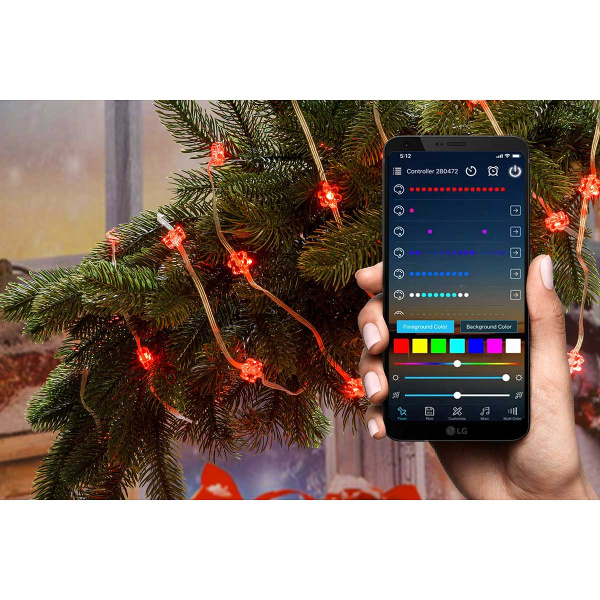 УМНАЯ СМАРТ ГИРЛЯНДА LLN-07-1 МАТОВЫЙ ЦВЕТОК 66ламп 10м Управляется с помощью специального приложения на мобильном устройстве или с помощью пульта дистанционного управления. Гирлянда подключается к USB-порту и может быть использована для украшения объекто
