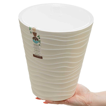 Кашпо "Валенсия" со вставкой 5,2 л Белый-прозрачный Пласт Авеню х12 