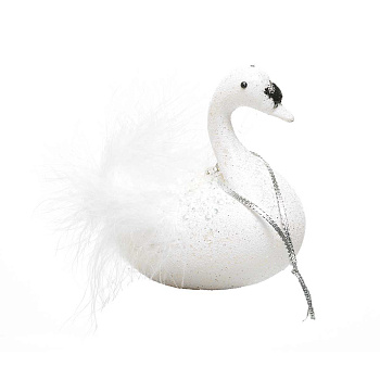 Шар D-4015W 1шт 14см Лебедь белый (хвост-пух) (240)