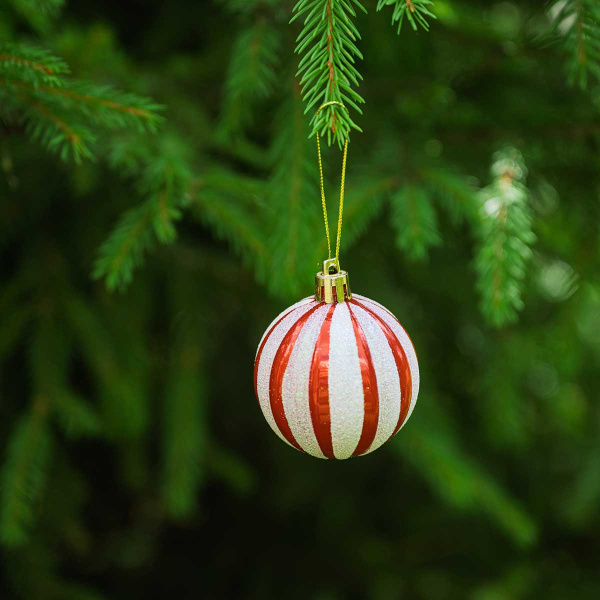 Набор елочных украшений LN28-E33-3 5 см 12 шт Шары КРАСНЫЙ