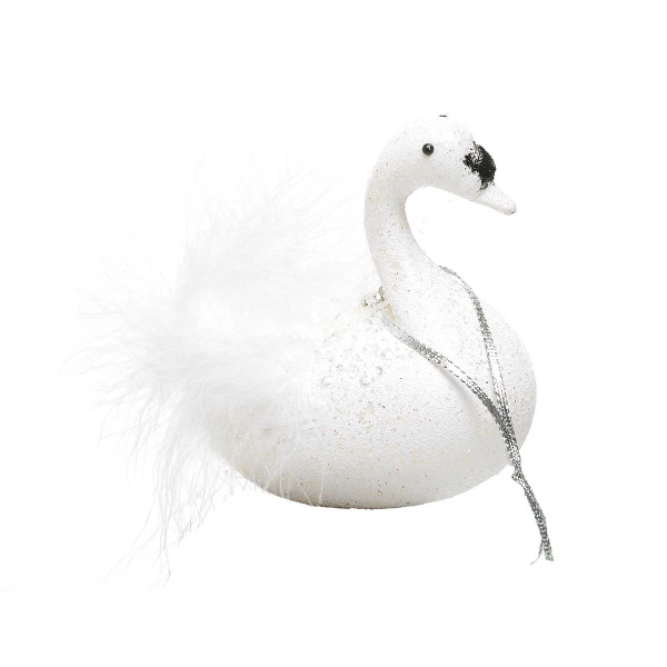 Шар D-4015W 1шт 14см Лебедь белый (хвост-пух) (240)