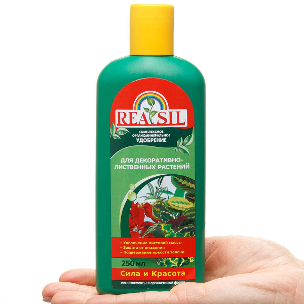 Удобрение комплексное органоминеральное для декоративнолиственных растений REASIL 0.25л СЖ без коробки 