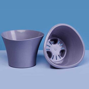 Кашпо "Лагуна" 0,6 л со встав Серый шёлк Пласт Авенюх24 