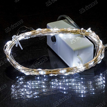 Гирлянда светодиодная НИТЬ  БЕЛЫЙ/ 10 метров, 100лампочек/